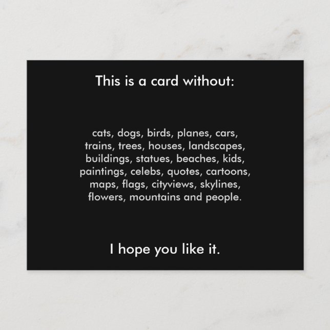 Postcrossing without any of the usual stuff postcard (Front)