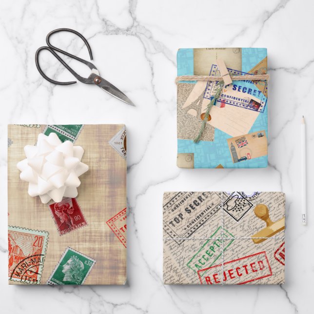 Postcrossing Wrapping Paper Flat Sheet Set of 3 (Front)