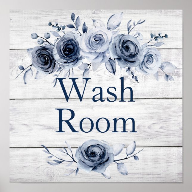 Poster 12 x 12 Chic Farmhouse Blue/White Floral 2 (Front)
