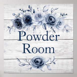 Poster 12 x 12 Chic Farmhouse Blue/White Floral PR