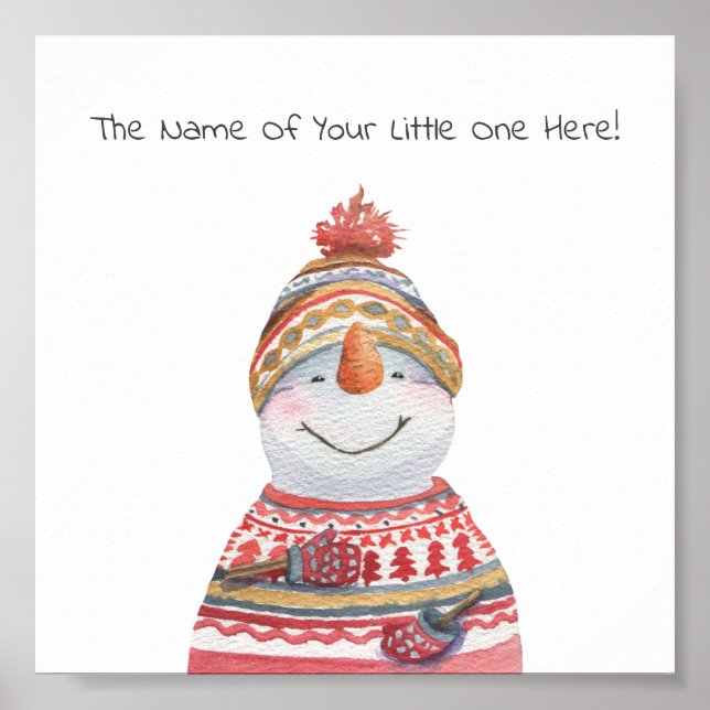 Poster (15,2 x 15,2cm) - Snowman In A Sweater (Front)