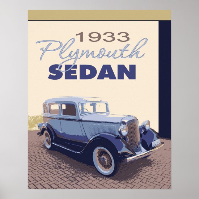 Poster 16x20 1933 Plymouth Sedan Antique Car (Front)