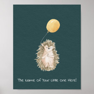 Poster (20,3 x 25,4 cm) - Hedgehog With Balloon
