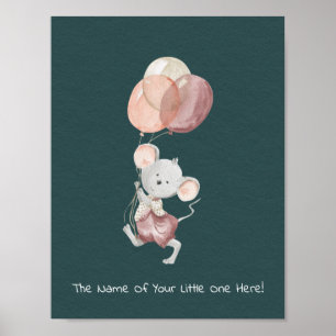 Poster (21.6x27.9 cm) - Little Mouse With Balloons