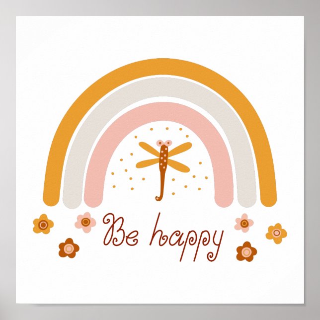 Poster 30,5 x 30,5 cm - Rainbow Be Happy (Front)