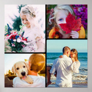 Poster 4 Photo Rounded Black Template