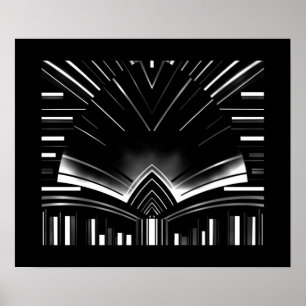 Poster Abstract Art Silver Stripe Bend