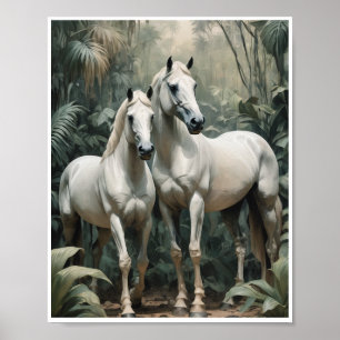 Poster Abstract Art White Horses Wall Art