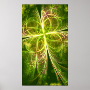 Poster Abstract Lines Green Clover Shape