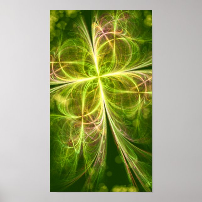 Poster Abstract Lines Green Clover Shape (Front)