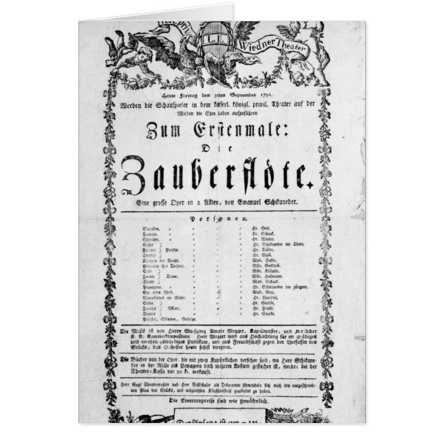 Poster advertisement of `The Magic Flute' (Front)