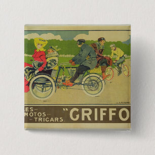 Poster advertising 15 cm square badge