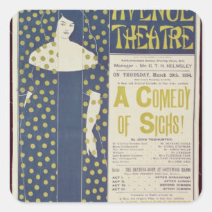 Poster advertising A Comedy of Sighs Square Sticker