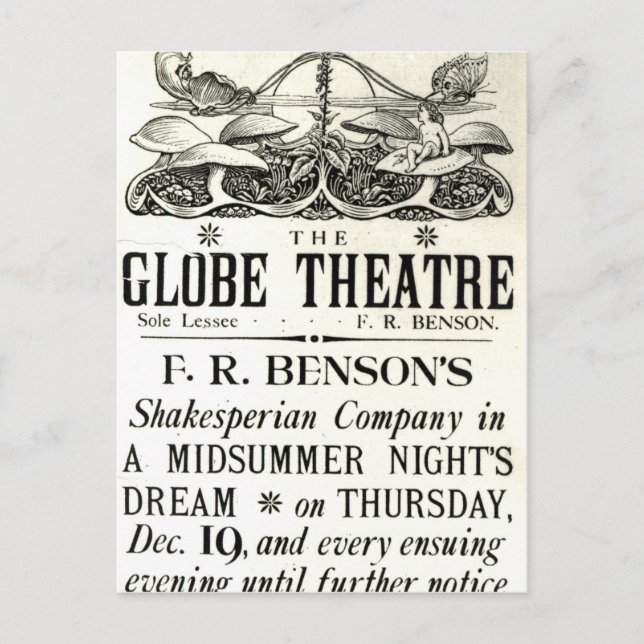 Poster advertising 'A Midsummer Night's Dream' Postcard (Front)