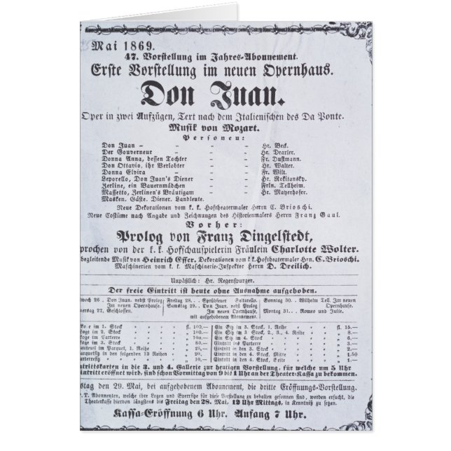 Poster advertising a performance of 'Don Juan' (Front)