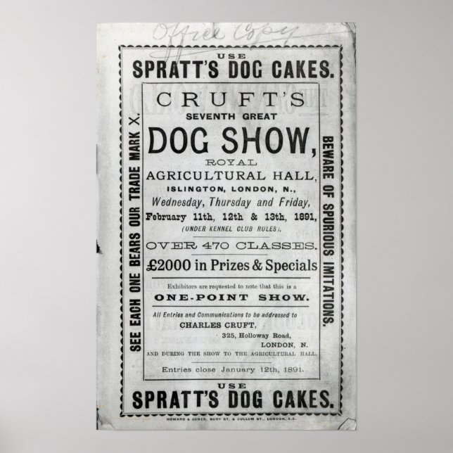 Poster advertising Cruft's Dog Show (Front)