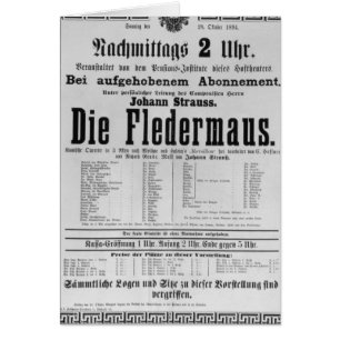 Poster advertising Die Fledermaus by Johann