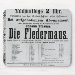 Poster advertising Die Fledermaus by Johann Mouse Pad
