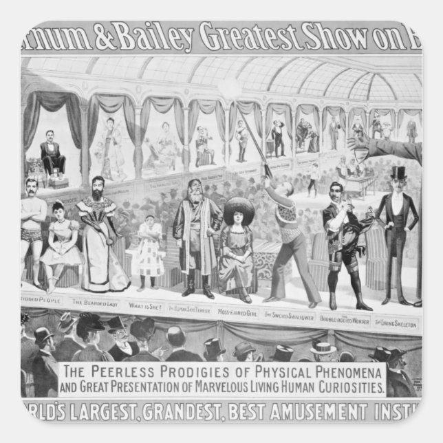 Poster advertising, 'The Barnum and Bailey Square Sticker (Front)