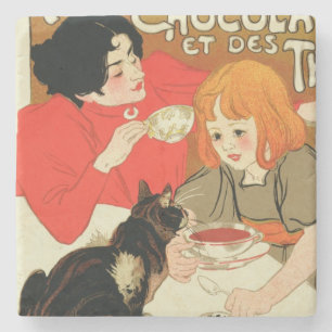 Poster Advertising the French Company of Chocolate Stone Coaster