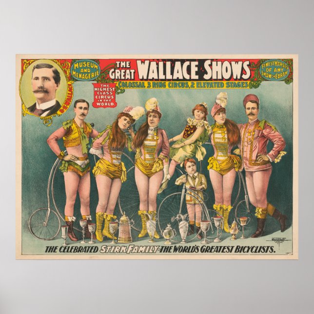 Poster Advertising The Great Wallace Shows Circus (Front)