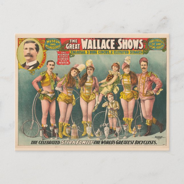 Poster Advertising The Great Wallace Shows Circus Postcard (Front)