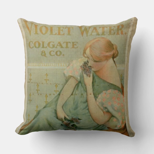 Poster advertising 'Violet Water', by Colgate & Co Cushion (Front)