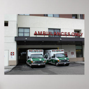 Poster:-Ambulances at Twin Cities Hospital Poster