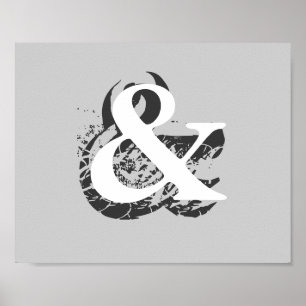 poster ampersand on grey decor for home or office
