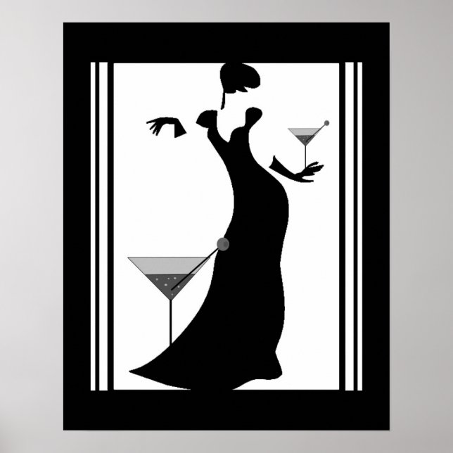 Poster ART DECO LADY Black White (Front)