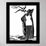 Poster ART DECO LADY Black White birds<br><div class="desc">Poster ART DECO LADY Black White birds Martini</div>