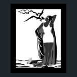 Poster ART DECO LADY Black White birds<br><div class="desc">Poster ART DECO LADY Black White birds Martini</div>