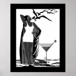Poster ART DECO LADY Black White Martini<br><div class="desc">Poster ART DECO LADY Black White Martini</div>