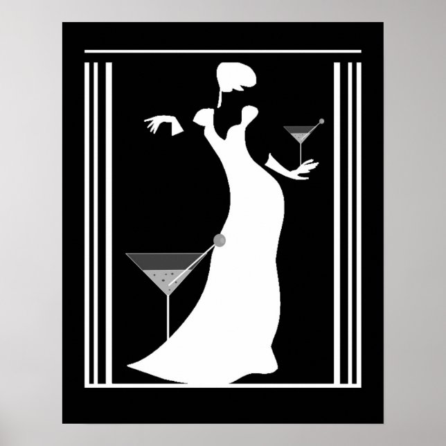 Poster ART DECO LADY Black White Reverted (Front)