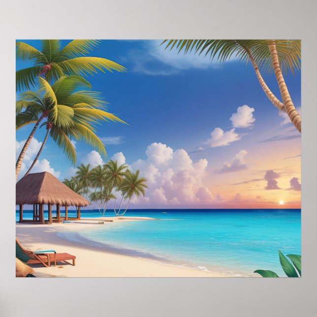 Poster Art Ocean Beach Scene (Front)