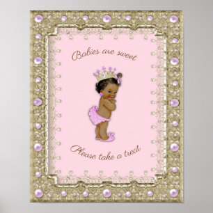 Poster Baby Shower Girl, Princess, pink, 8.5x11