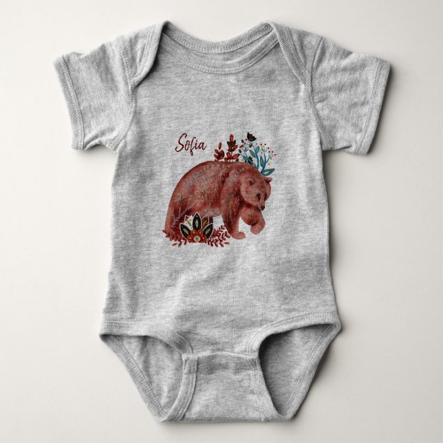 Poster baby shower red and blue with animals baby  baby bodysuit (Front)