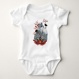 Poster baby shower red and blue with animals baby  bodysuit