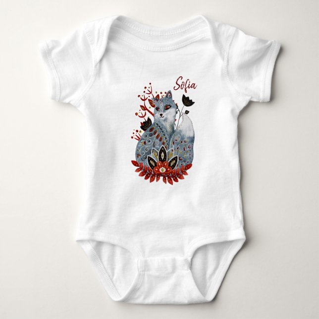 Poster baby shower red and blue with animals baby  bodysuit (Front)