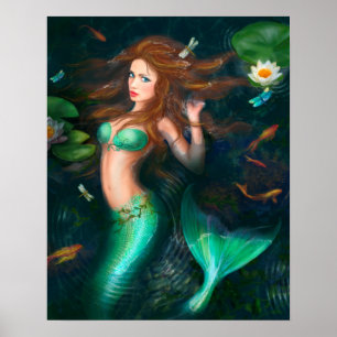 Poster-Beautiful mermaid in lake Poster