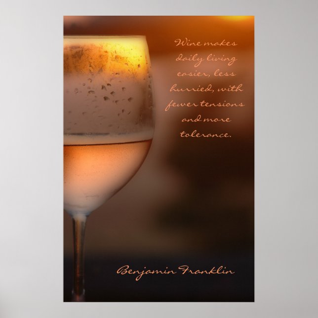 Poster: Benjamin Franklin Wine Quote Poster (Front)