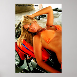 Poster: Bikini Babe on a Custom Motorcycle Poster