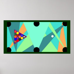 POSTER BILLIARDS Pool Table ABSTRACT Racked&Ready