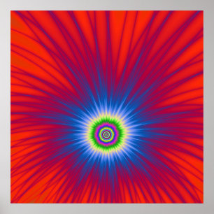 Poster Blue Explosion on Red