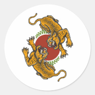 Poster Camiseta Tiger fight Classic Round Sticker