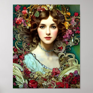 Poster Christmas Lady inspiration Mucha