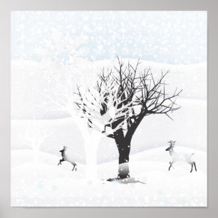 Poster  Christmas Snowy Fairy Tale. Fantasy Forest