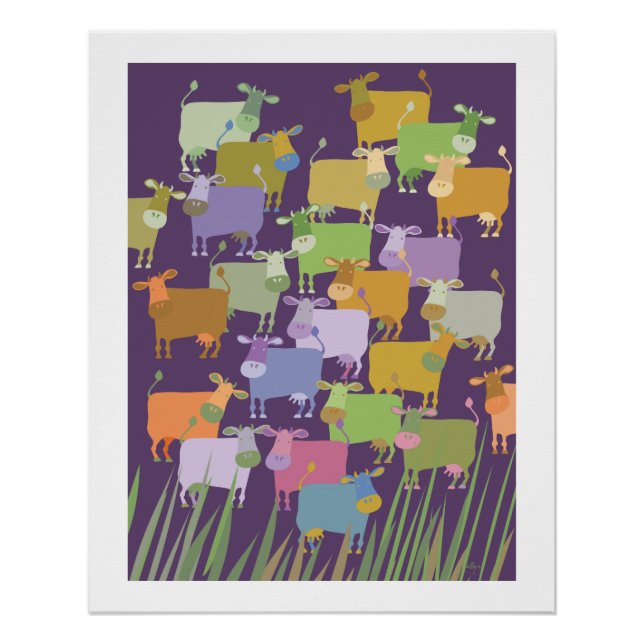 Poster colorful cows (Front)