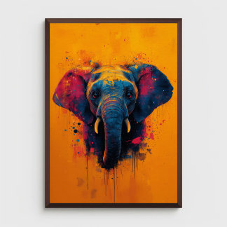 Poster Colourful Elephant Abstract Animal Wildlife