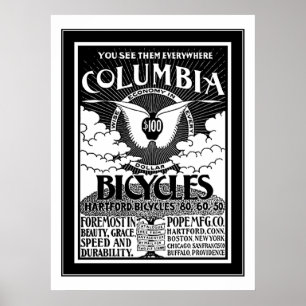 Poster Columbia Bicycles 1886 Advertisement